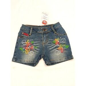 sz 5 NEW‎ Lipstik Girls Boutique Designer Denim Jean Shorts Rainbow Jewels